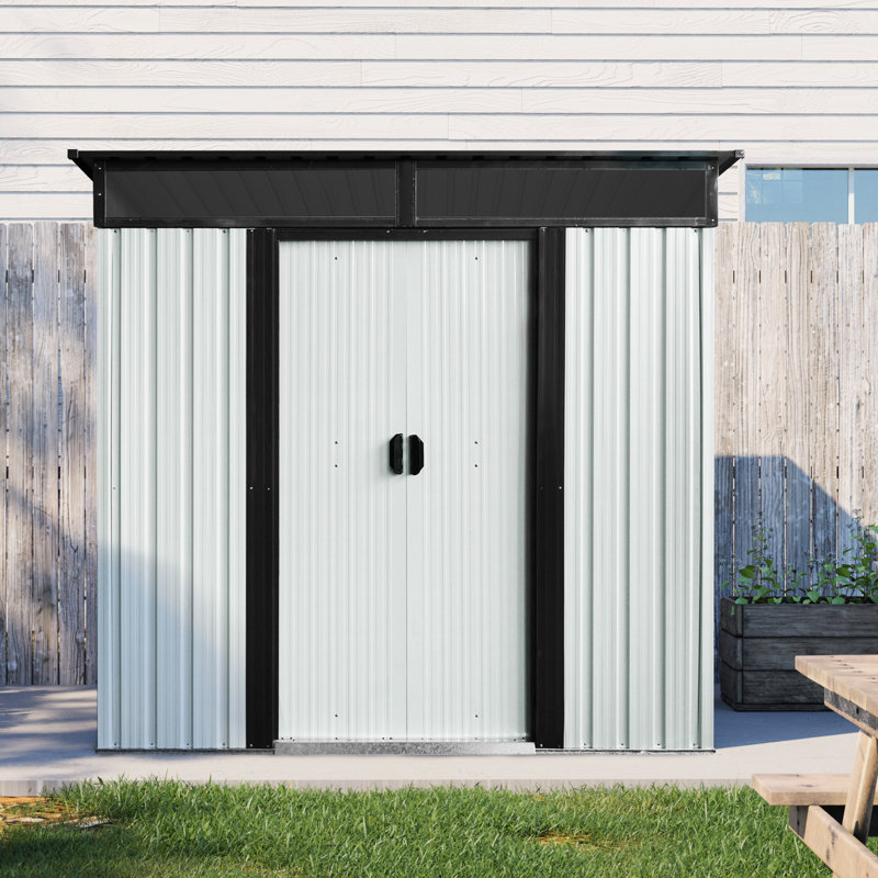 Remise extérieure en acier galvanisé de 6 pi x 5 pi avec fonction résistante et portes verrouillables - pour le jardin toutes saisons, grande surface imperméable et fiable