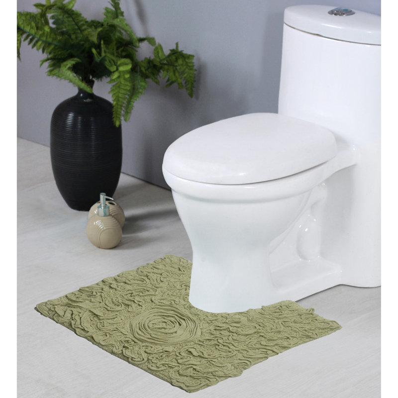 Schoenberger 100% Cotton Contour Bath Mat 20"x20", Green