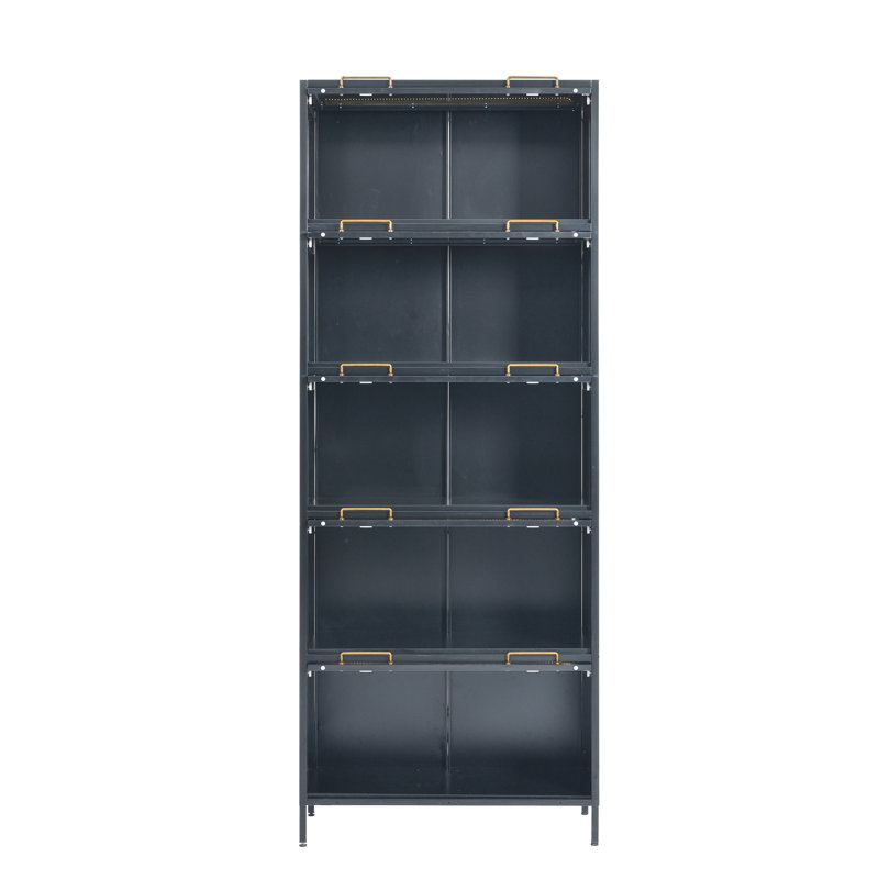 78.75'' Tall Iron Display Cabinet With Glass Doors