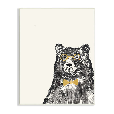 Bear Glasses Bow Tie Kids' Animal Art