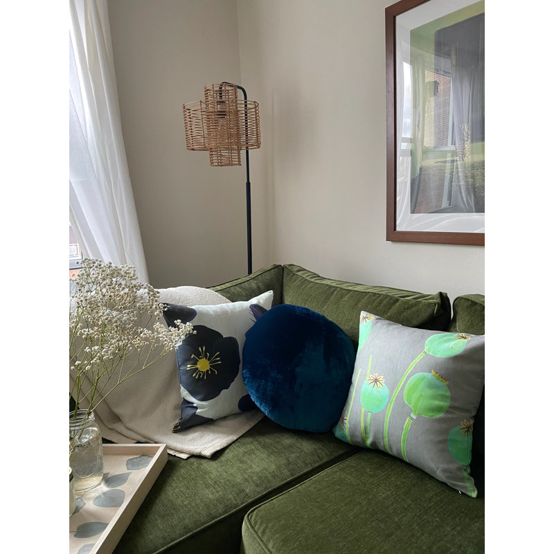 Square Pillow Cover & Insert, Green/Gray