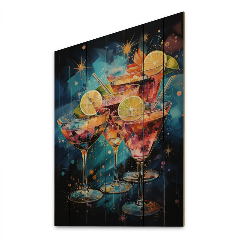 Cocktail Cocktail Confetti V sur bois, H 40 po x l 30 po x P 0,78 po