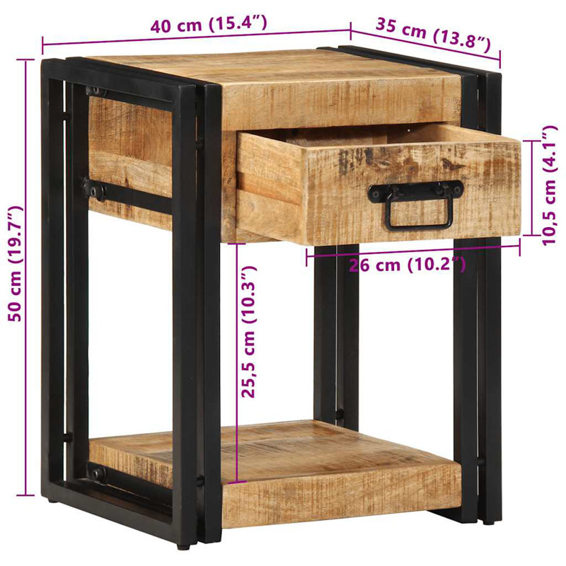 40cm W Iron Bedside Table