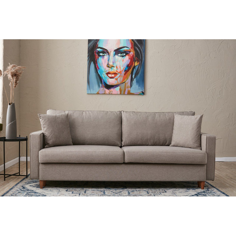 Canapé-lit rembourré 82,7 po Sulayman, 100 % polyester crème