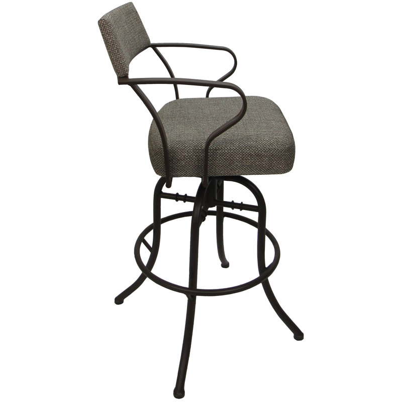 Tabouret de bar pivotant 30 po Adina, Mélange de polyester cacao Plumley / cadre brun