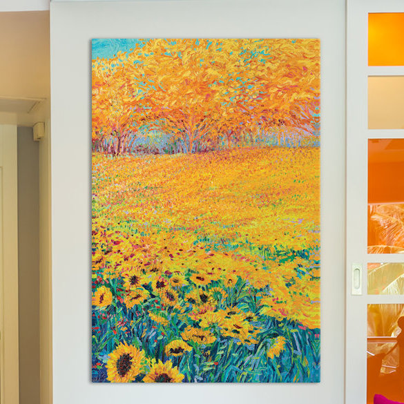 « iris scott-tournesol triptyque panel iii », reproduction d’art sur toile tendue, Papier d'art encadré noir, Blanc