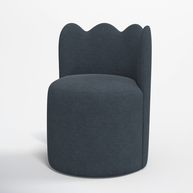 Wavy Back Dining Chair, Classic Navy Linen