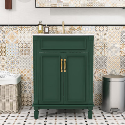 Meuble-lavabo élégant - style rétro, poignée en métal exquis, lavabo