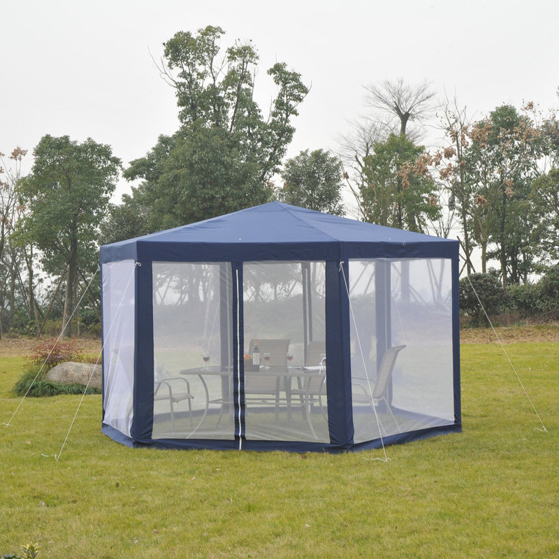 Pavillon de jardin portatif en métal x P 13 Devansh, bleu