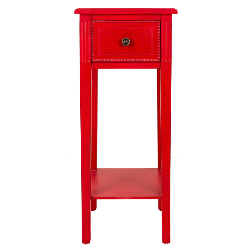 Kimonte 33cm W Solid + Manufactured Wood Bedside Table, Red
