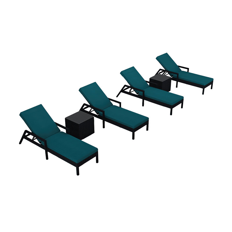 Urbana Outdoor Chaise Lounge, Spectrum Peacock Sunbrella® Plainweave