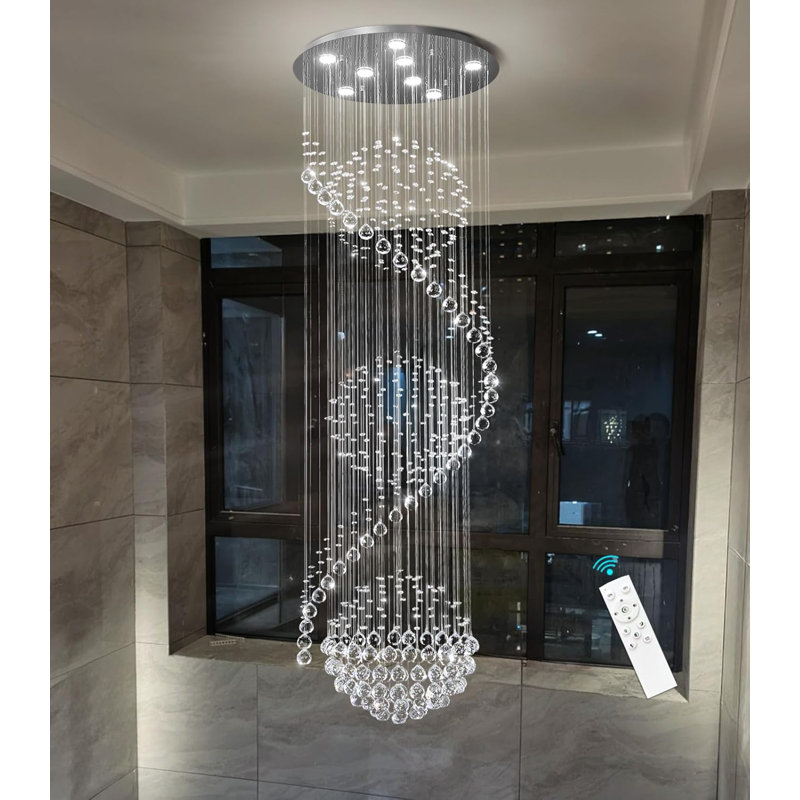 Lustre en cristal Glam Led, H 78 po x l 24 po x P 24 po, Argent argent, 8 lumières