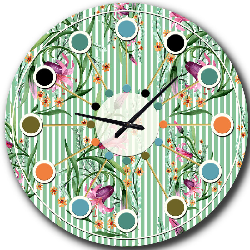 Horloge murale florale botanique rétro, Moyenne