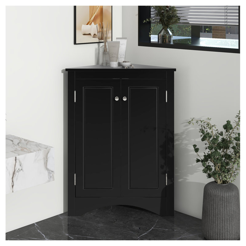  Armoire de rangement triangulaire noire avec tablettes réglables, armoire de coin autoportante pour la salle de bain, la cuisine et la maison, conception peu encombrante