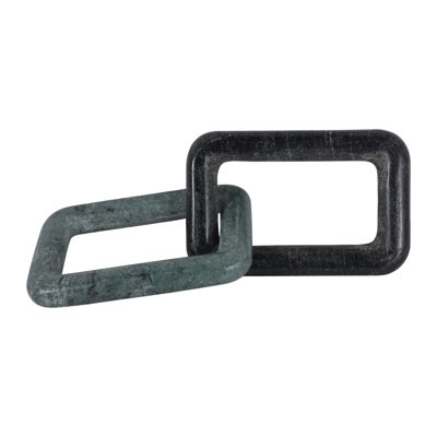 Decorative Marble Square Link Sculpture For Home Decor - Decorative Figurine Object For Office, Shelf, Or Living Room Decorations - Black