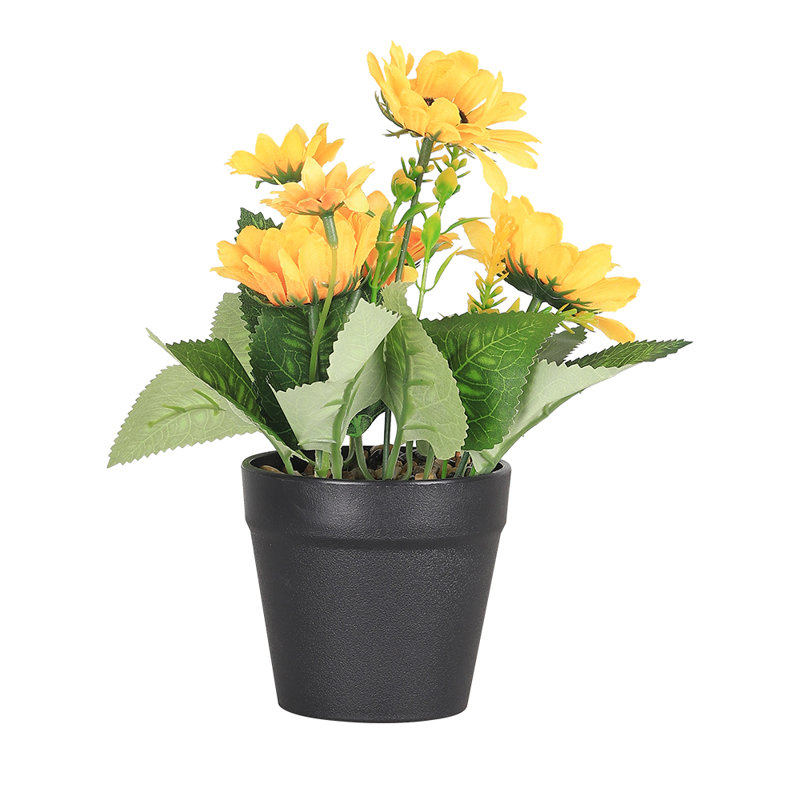 Plante artificielle en pot à fleurs jaunes