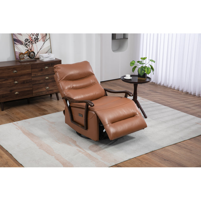 Oganes 31.5'' Wide Faux Leather Recliner, Caramel Faux Leather