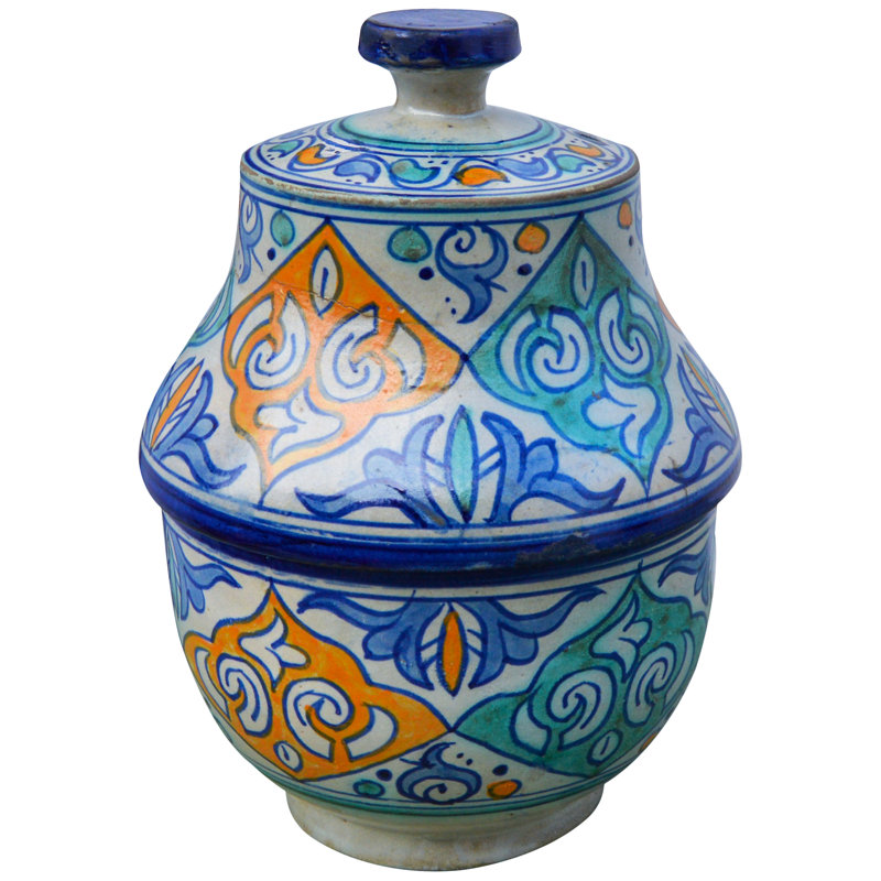 Bol décoratif en céramique mauresque en bleu / orange / blanc