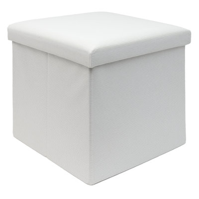 Rowel 38cm Wide Square Solid Colour Footstool Ottoman with Storage