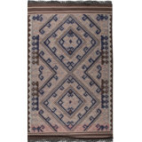 5x8 Brown Flat Weave Wool Diamond Key Pattern Geometric Modern Contemporary Carpet Rug