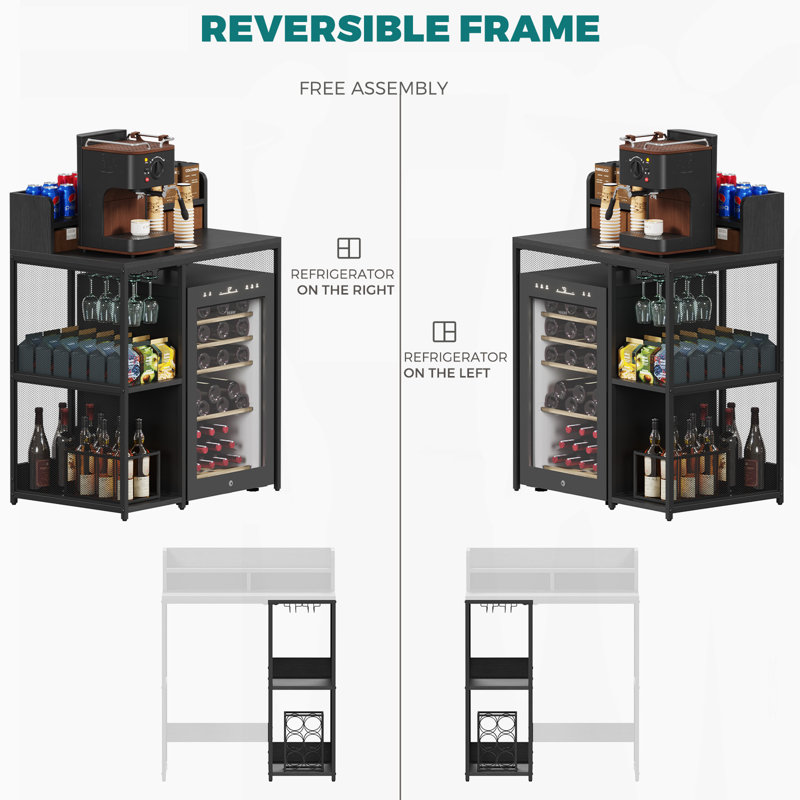 Mini support de réfrigérateur avec rangement et tablettes réversibles, Gris