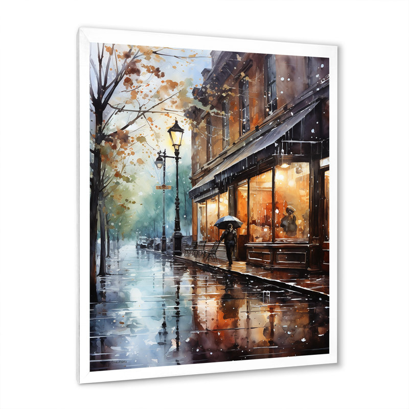 1950 1950, rue à Paris Impression I, Cadre simple blanc, H 32 po x l 24 po x P 1 po