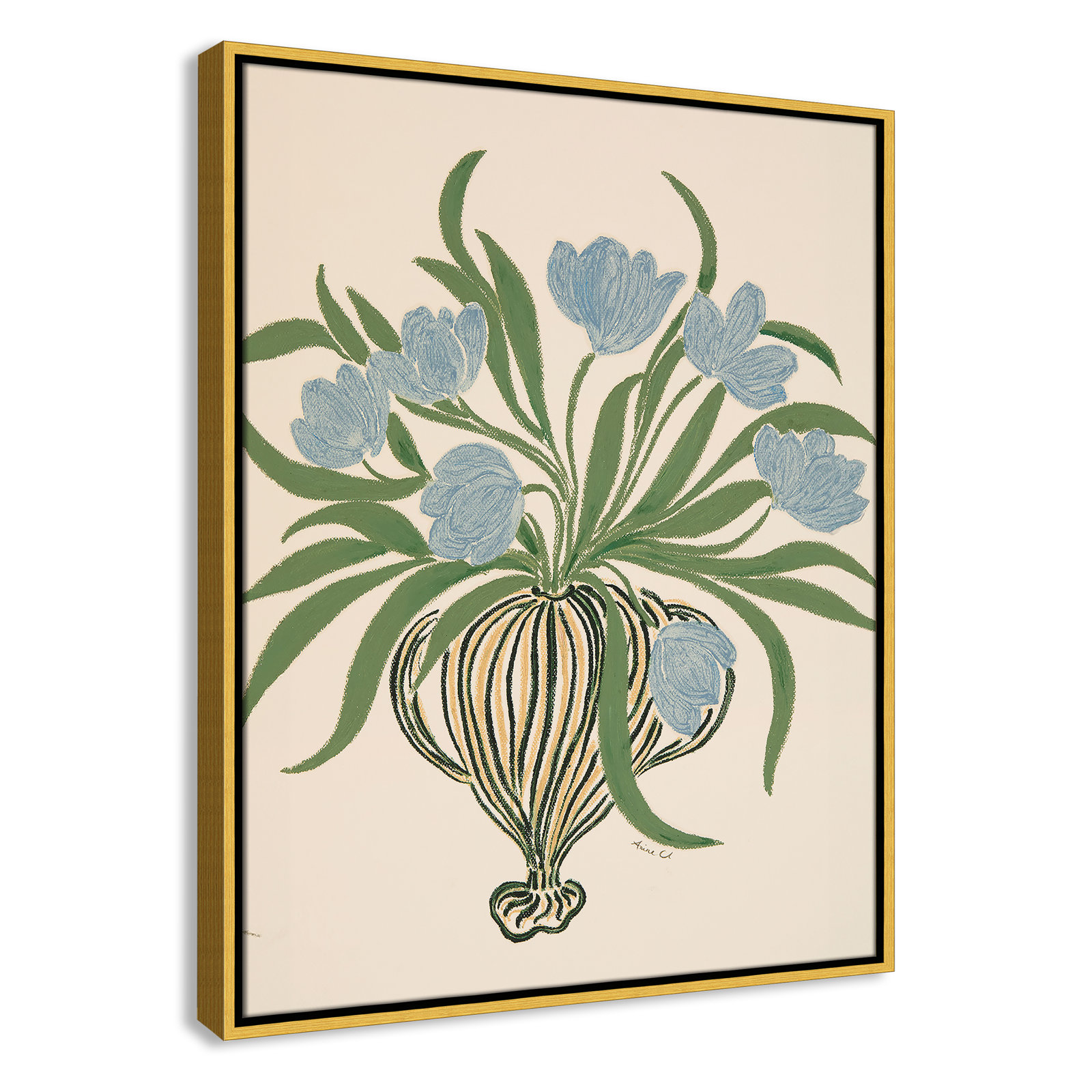 Colette "La Poire Blue Tulips" Print, 29.5" H x 23.5" W, Gold