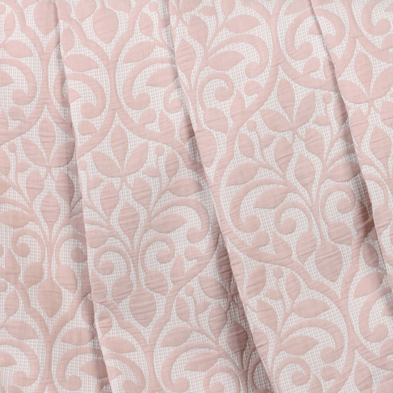 Vineyard Cotton Blend Medium Weight Matelasse Weave Floral Scroll Coverlet, Throw Coverlet, Blush