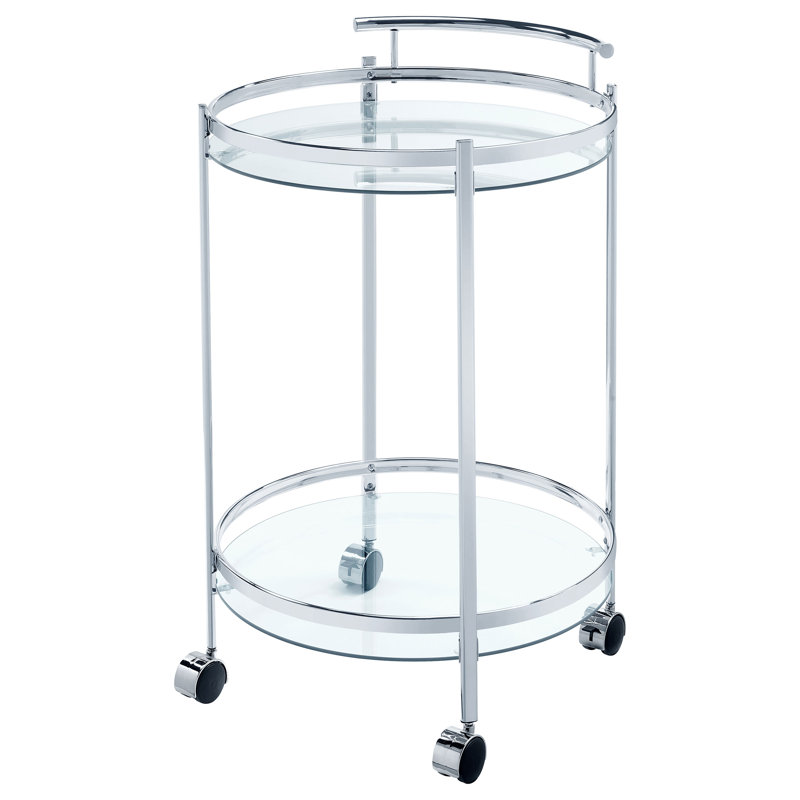 Chariot-bar moderne moderne en métal chromé , Argent argent