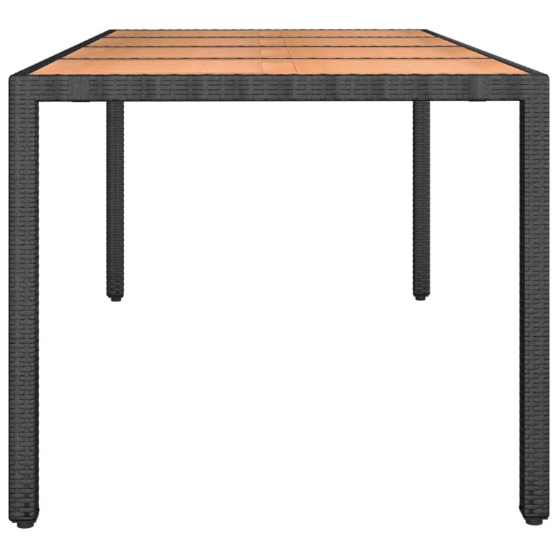 Lotoya Rectangular Wicker Outdoor Dining Table , 190cm cm W 90cm cm D, 75" H x 90" W x 190" D, Black