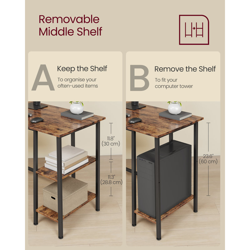 Vaillancourt L-Shaped Iron Writing Desk