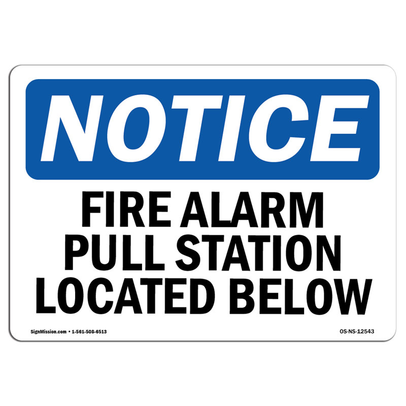 Fire Alarm Pull Station Located Below Decal 7" X 5", 5" H x 7" W x 0.1" D