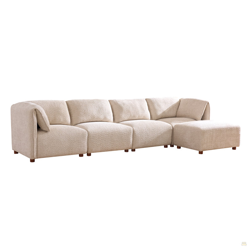 Aura 126 po Canapé modulaire 5 pièces en forme de L avec canapé et repose-pieds, H 29,5 po x l 126 po x P 56 po
