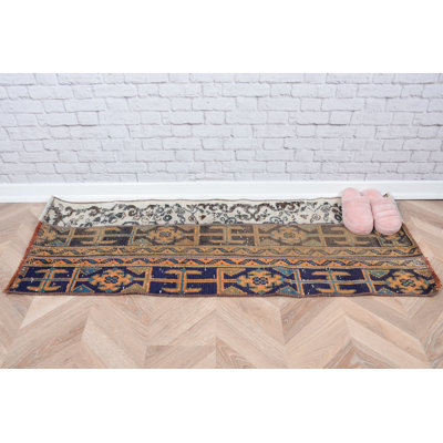 Handmade Turkish Rug in Bohemian Style for Small Spaces and Entryway Featuring Traditional Patterns and Woven Carpet Design