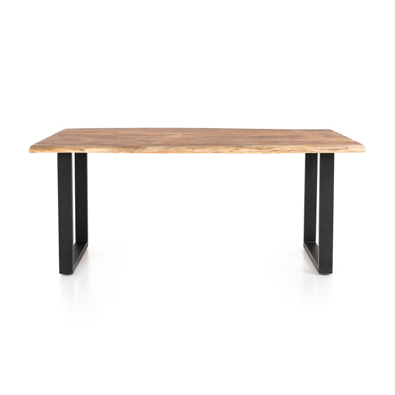 Alam Acacia Solid Wood Top Metal Base Dining Table, 76.5cm H x 90cm W x  180cm L