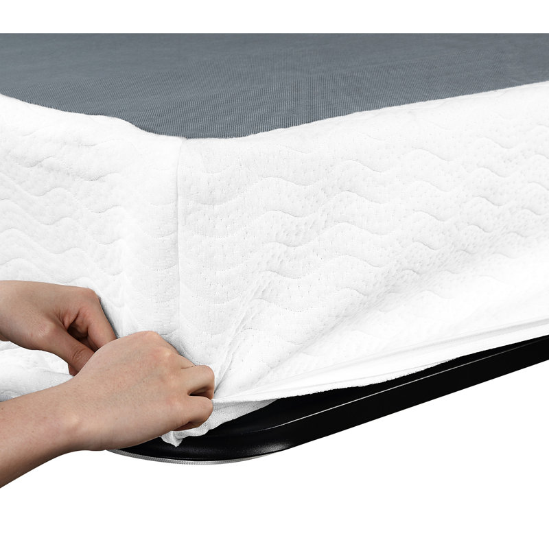 Sommier pour très grand lit, structure en métal noir, tissu texturé, support à 12 lattes, hauteur de 8,5 po, méthode d'assemblage facile avec base et housse, hauteur, profondeur, 700 lb