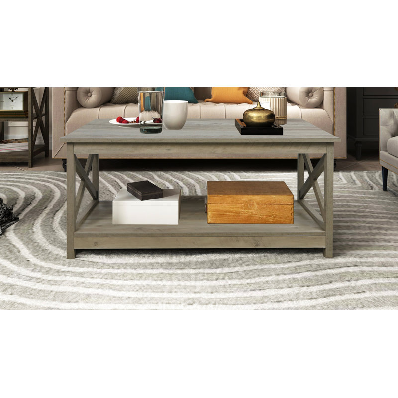 Table basse avec rangement Edwardson, Chêne blanchi