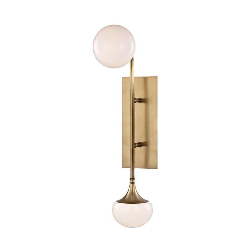 Fleming 2 Light Wall Sconce, Aged Brass