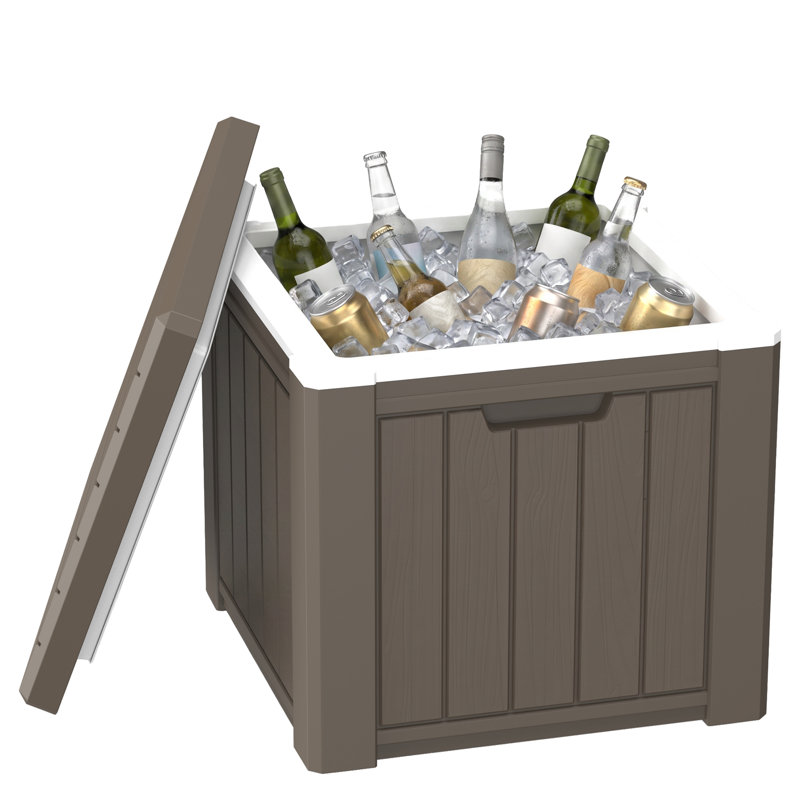 Seau à glace carré en résine 10Gal, table d'appoint pour glacière extérieure isolée pour barbecue