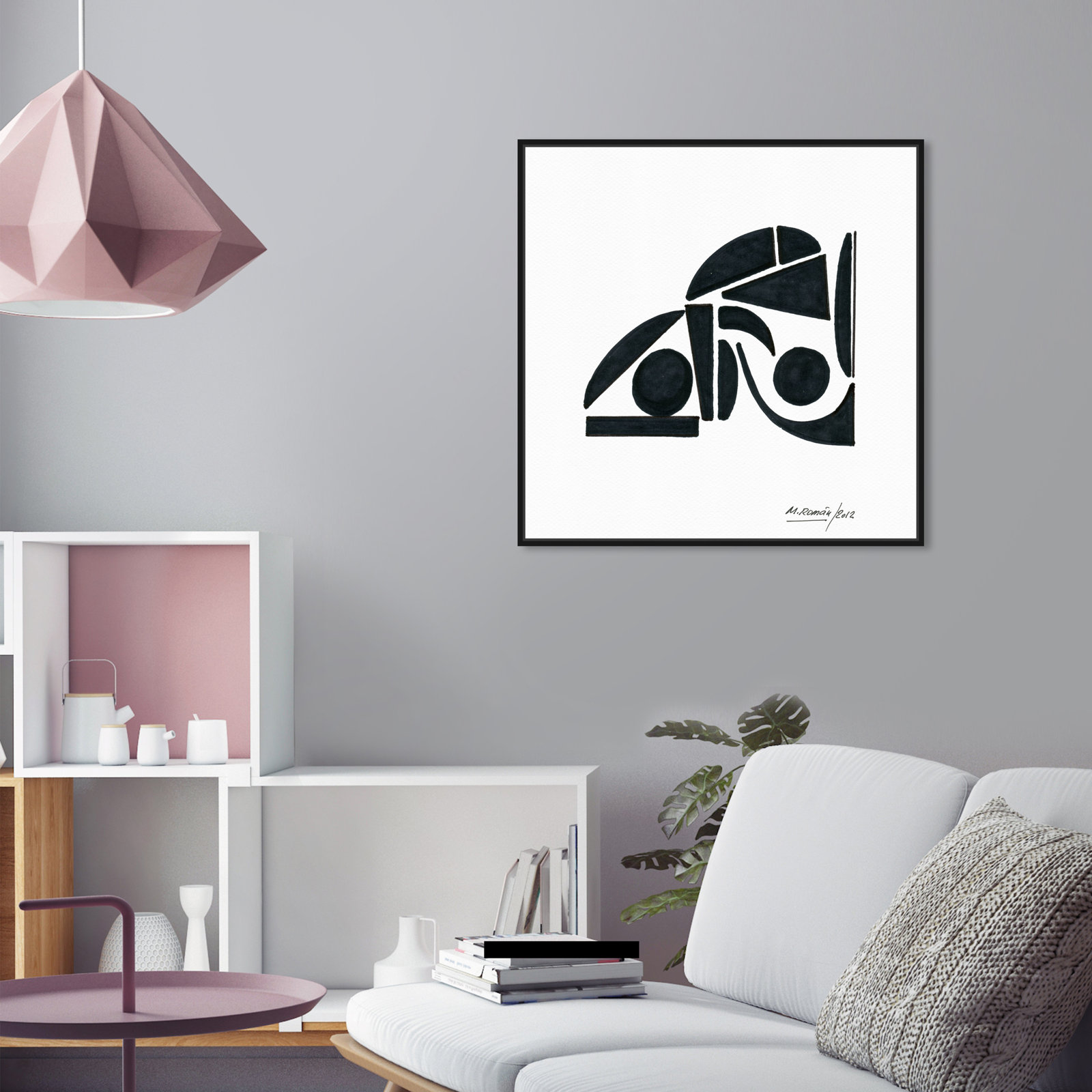 Black And White Modern by M.Roman, Black, 25" H x 25" W