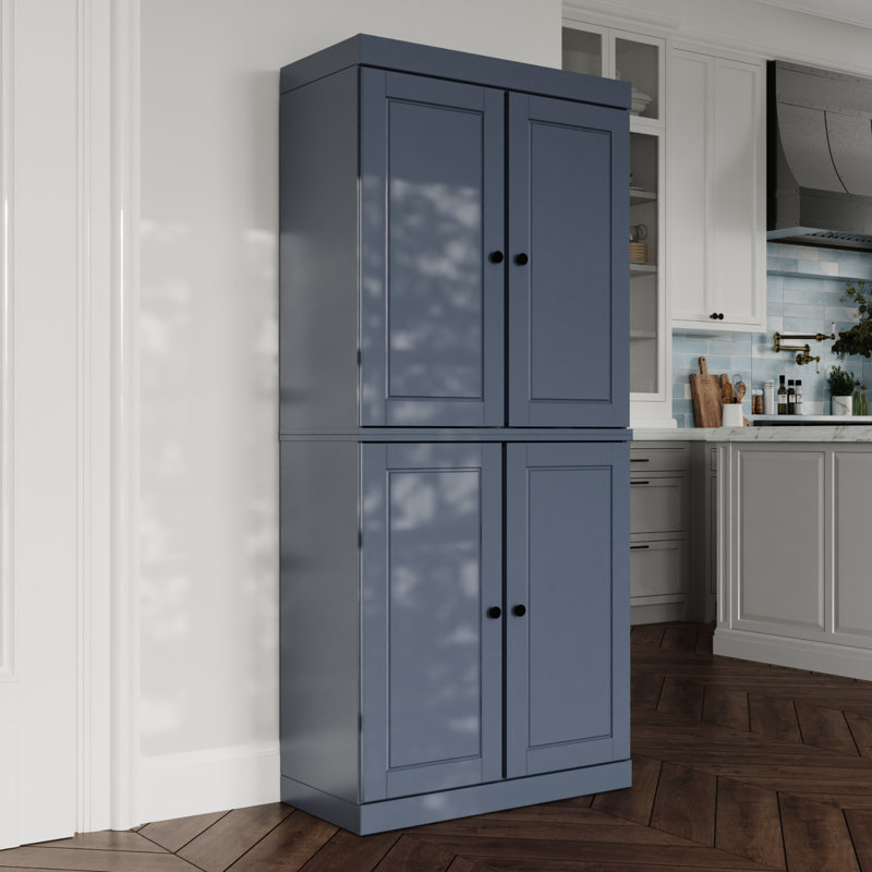 Bryani 100% Solid Wood Tall Kitchen Pantry Cabinet with Doors & 2 Drawers, Adjustable Shelves, Modular Kitchen Storage Cabinet, 32" W x 71.5" H