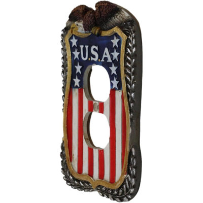 Patriotic Bald Eagle on USA Flag 1-Gang Duplex Outlet Wall Plate