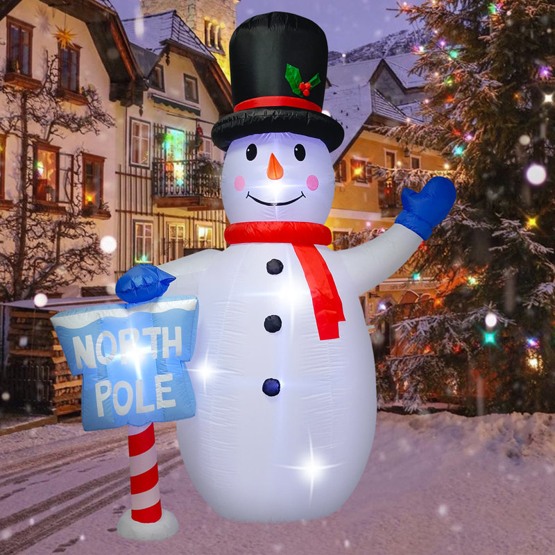Bonhomme de neige avec panneau gonflable