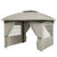 Gazebo extérieur de 3,35 m x 3,35 m, belvédère de terrasse à double toit avec rideaux et fenêtres de style église-136055847