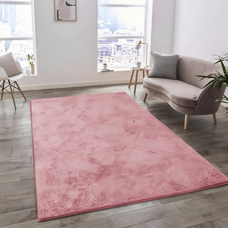 Luxury Dust Rose Shag Area Rug - Easy-Clean Faux Fur Floor Rug , Rectangle 80 x 150 cm
