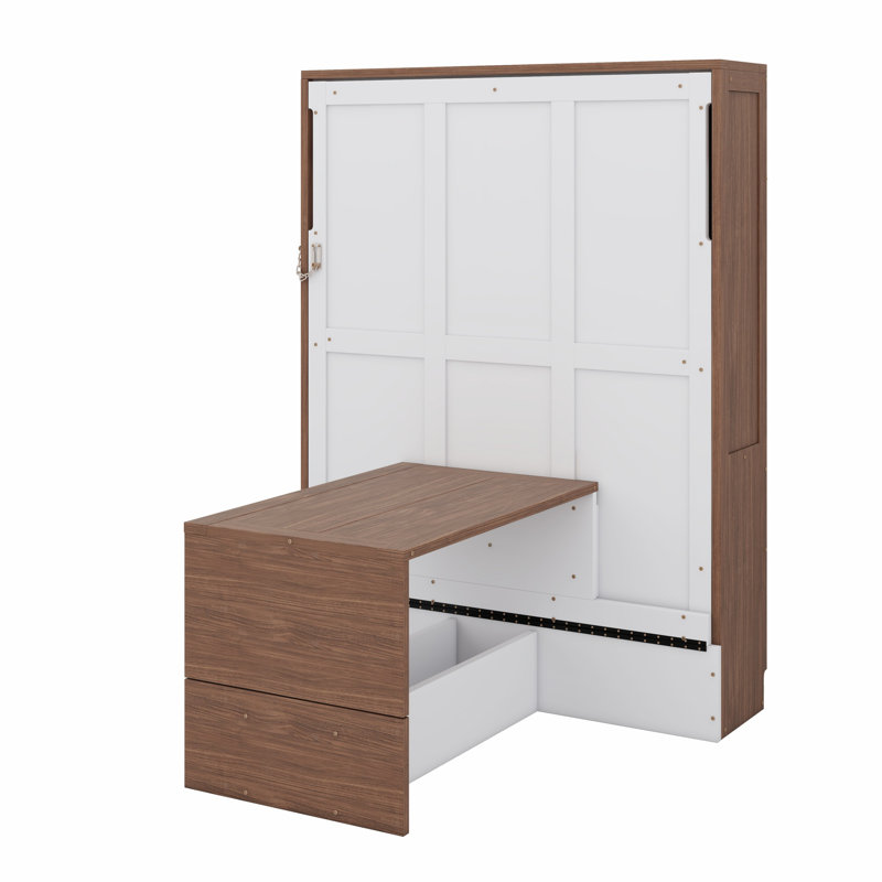 Lit escamotable avec bureau escamotable Murphy, Blanc