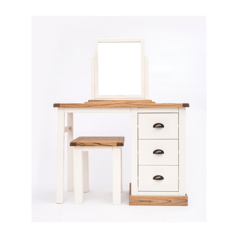 Mirabelle Dressing Table with Mirror, Waxed Oak
