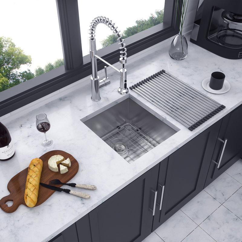 15" x 13" Brushed Stainless Steel Undermount Single Bowl Bar Sink