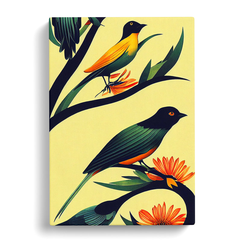 Birds on the Branch - Unframed - Wrapped Canvas, 60cm H x 40cm W x 3cm D