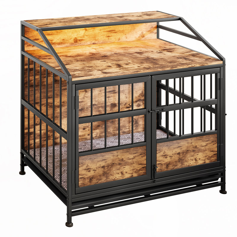Cages pour chien avec rangement, grand chenil en bois pour chien avec double porte